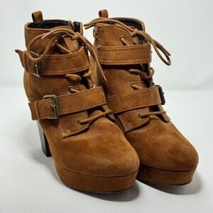 NWT Report Channing Rusty Faux Suede Side Zip Heeled Ankle Boots Size 7